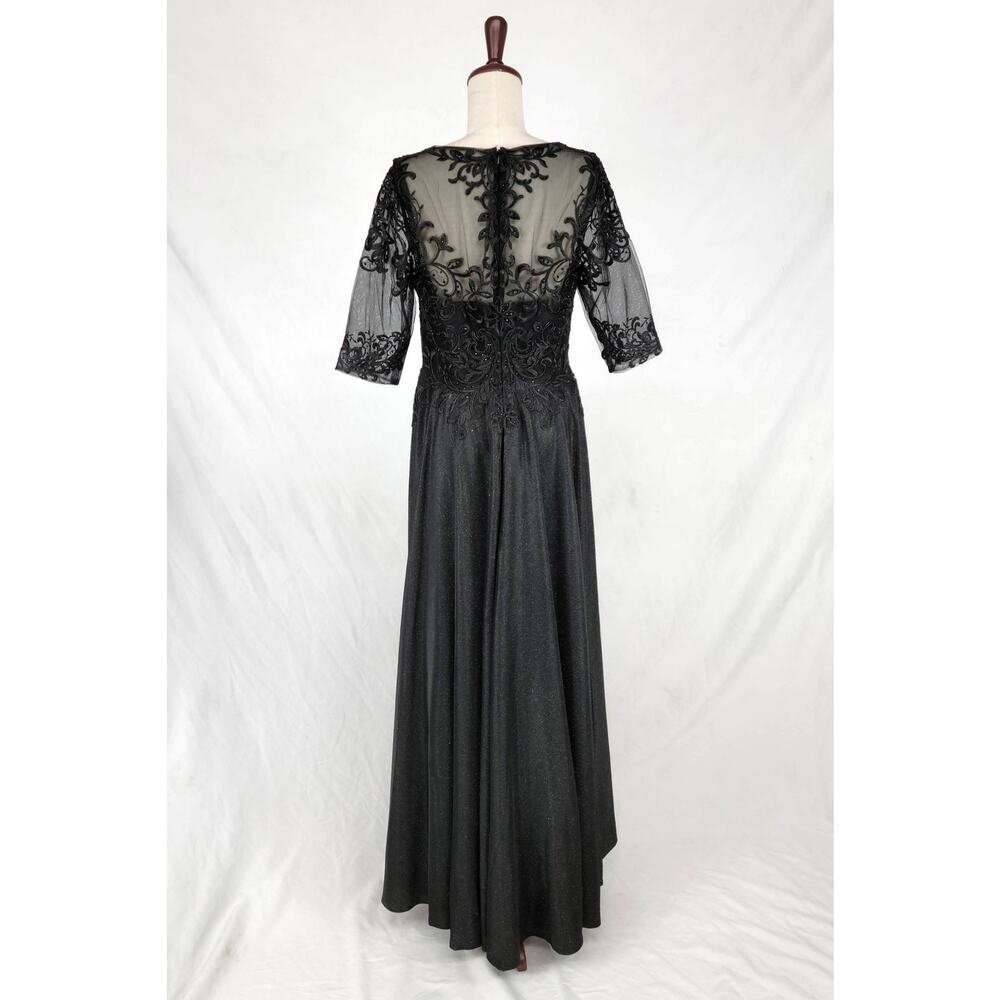 Chicas J006 Missy Maxi Dress Women L Blue Sparkly 3/4 Sleeve Formal Gown NWT - Picture 13 of 16